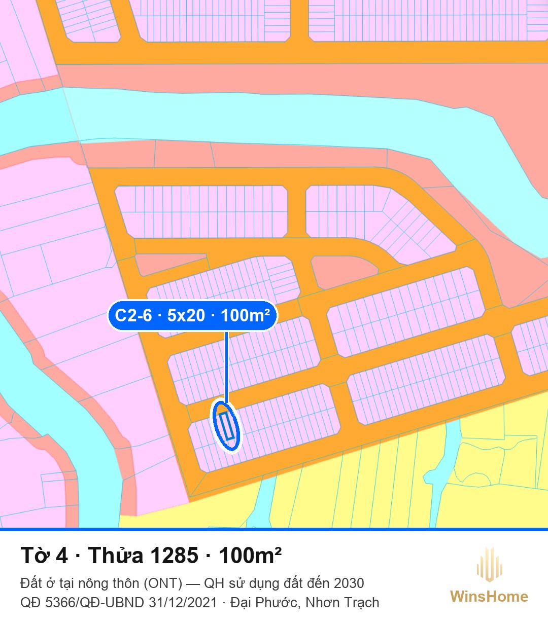 Quy hoạch sử dụng đất — Tờ 4 Thửa 1285, đất ở ONT