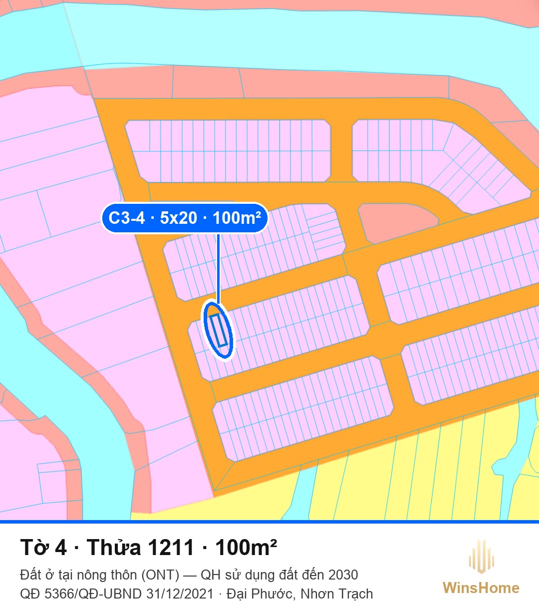 Quy hoạch sử dụng đất — Tờ 4 Thửa 1211, đất ở ONT
