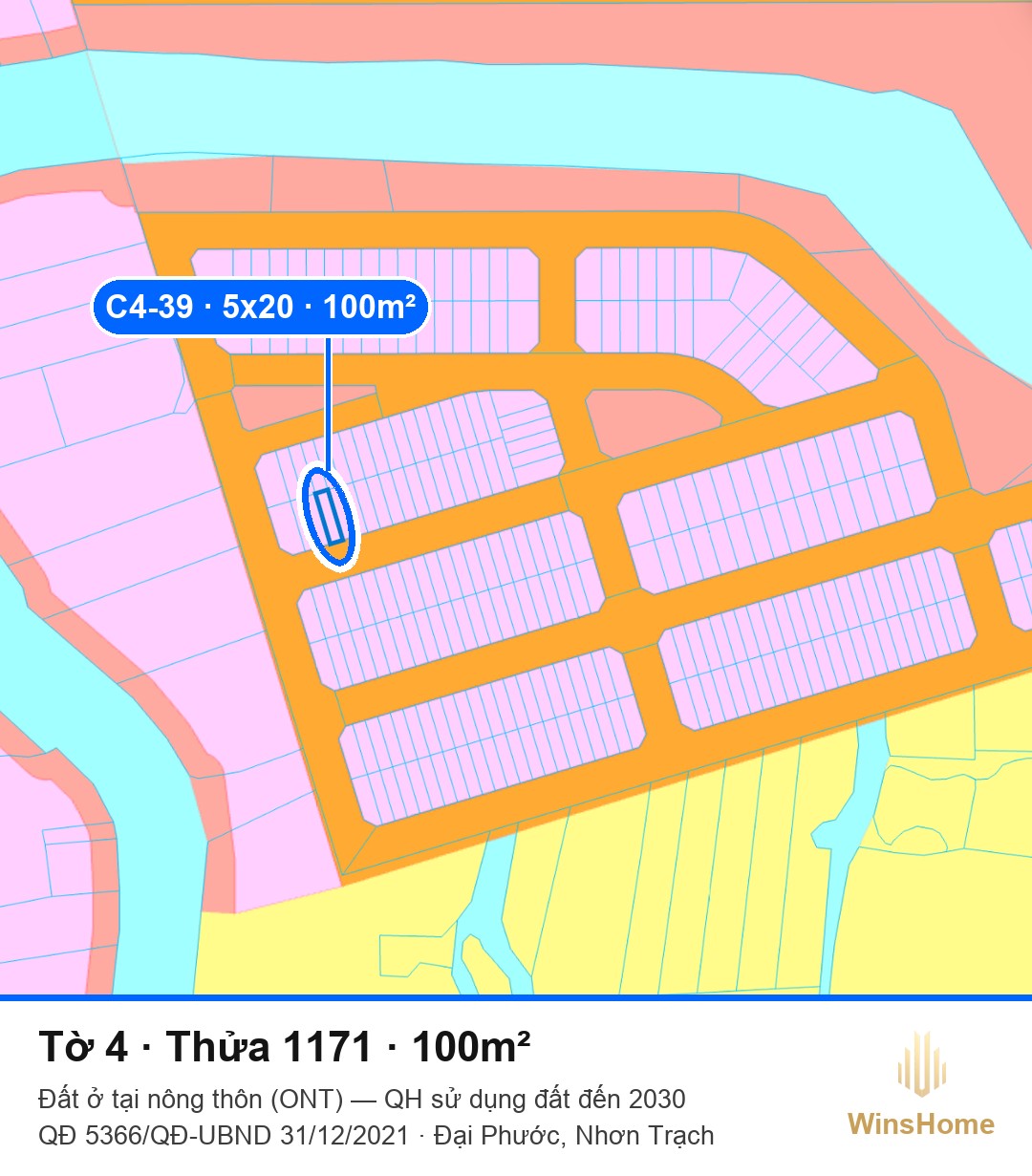 Quy hoạch sử dụng đất — Tờ 4 Thửa 1171, đất ở ONT