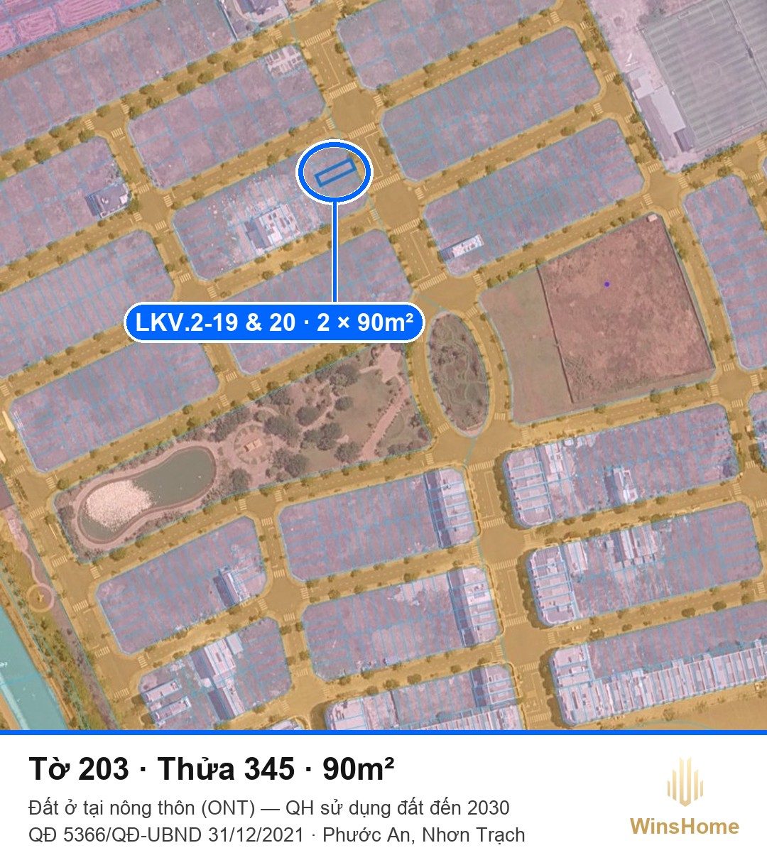 Quy hoạch sử dụng đất — Tờ 203 Thửa 345, đất ở ONT